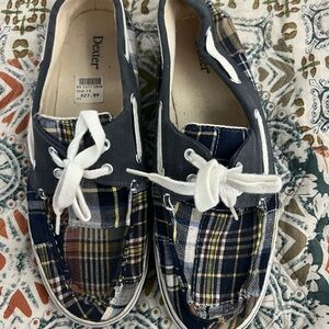 Dexter Plaid Blue Boat Shoes Size 10